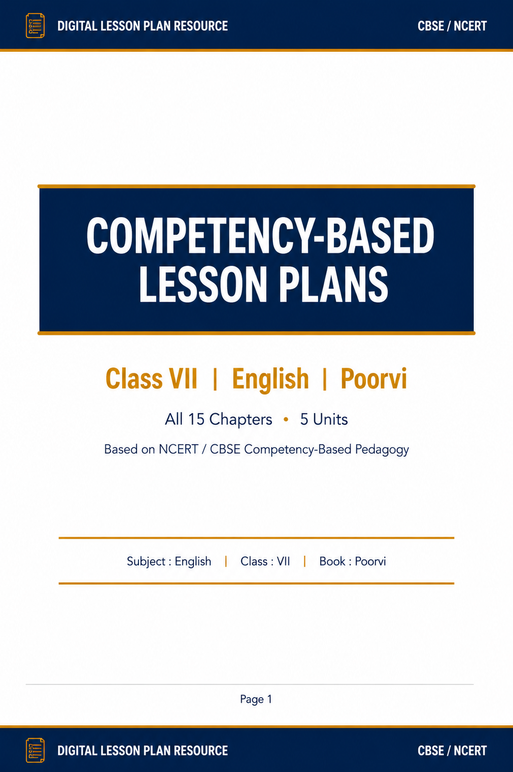 NCERT Class VII English || Competency Based Lesson Plans
