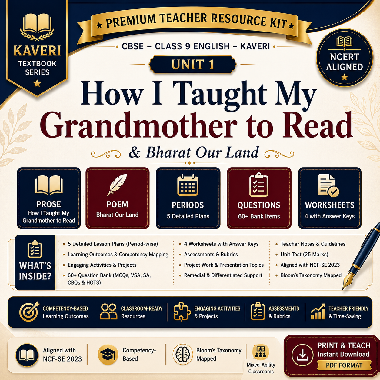 Class IX English || NCERT KAVERI || UNIT 1 Premium Teachers'Kit