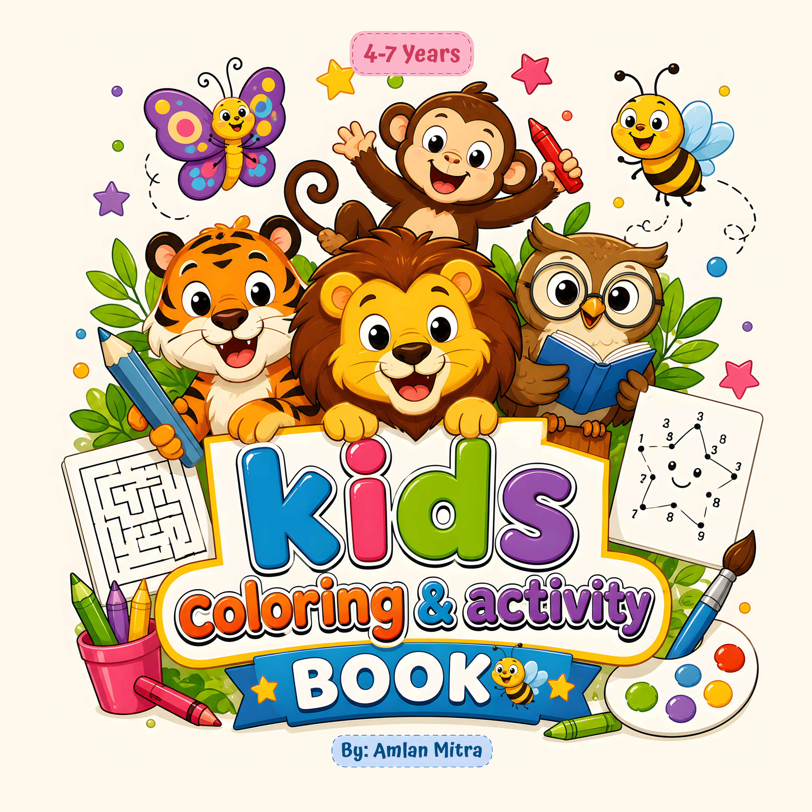 Cute Animal Coloring Book 48 Page l Fun Activity for Kids Ages 4-7 | Print at Home | Personal Use only l Instant Download l coloring page l activity book l kids book l wildlife animal