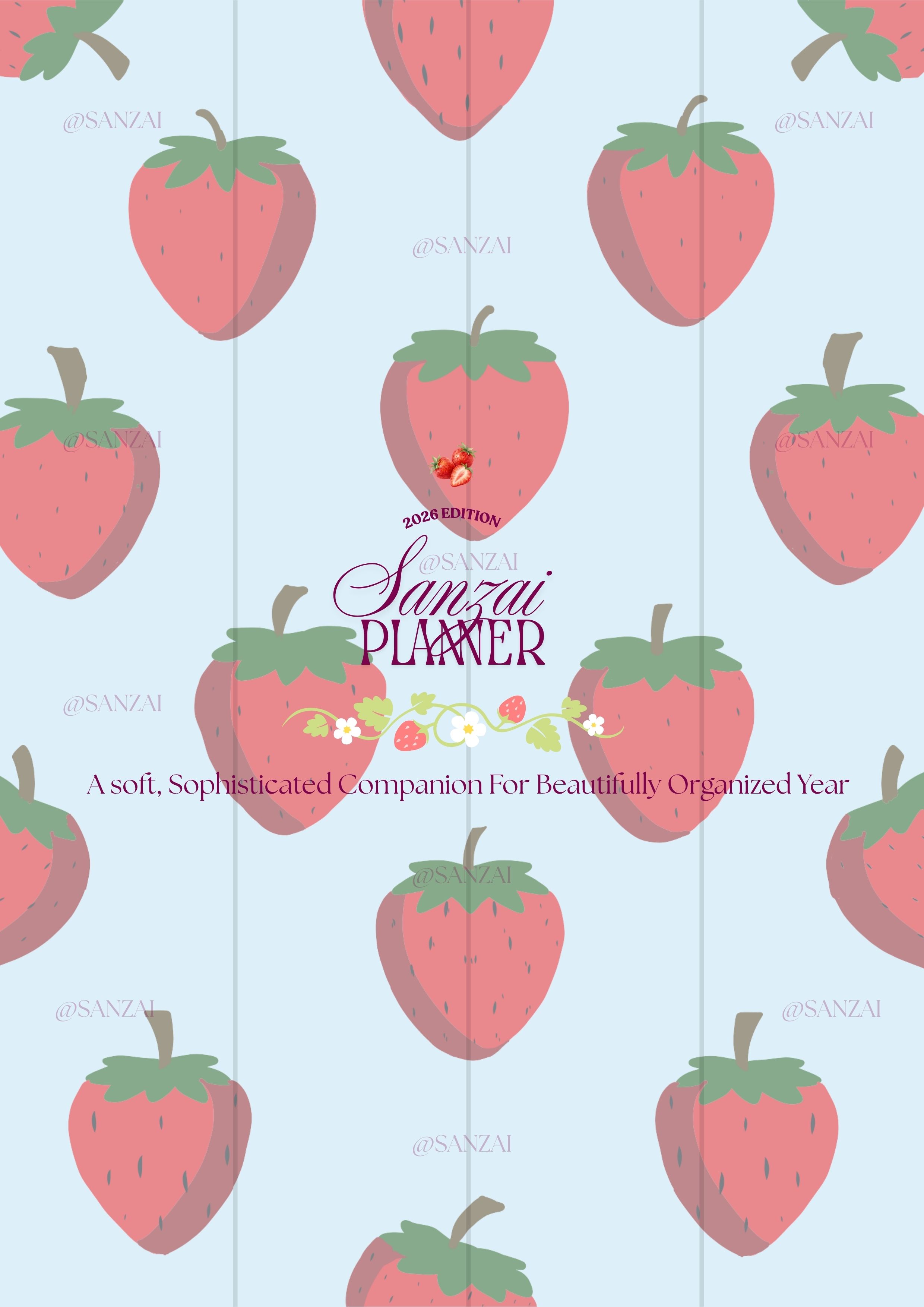 2026 Digital Planner | Cute Strawberry Aesthetic Planner | Daily, Weekly & Monthly Productivity Journal | Printable PDF Planner | Goal & Budget Tracker