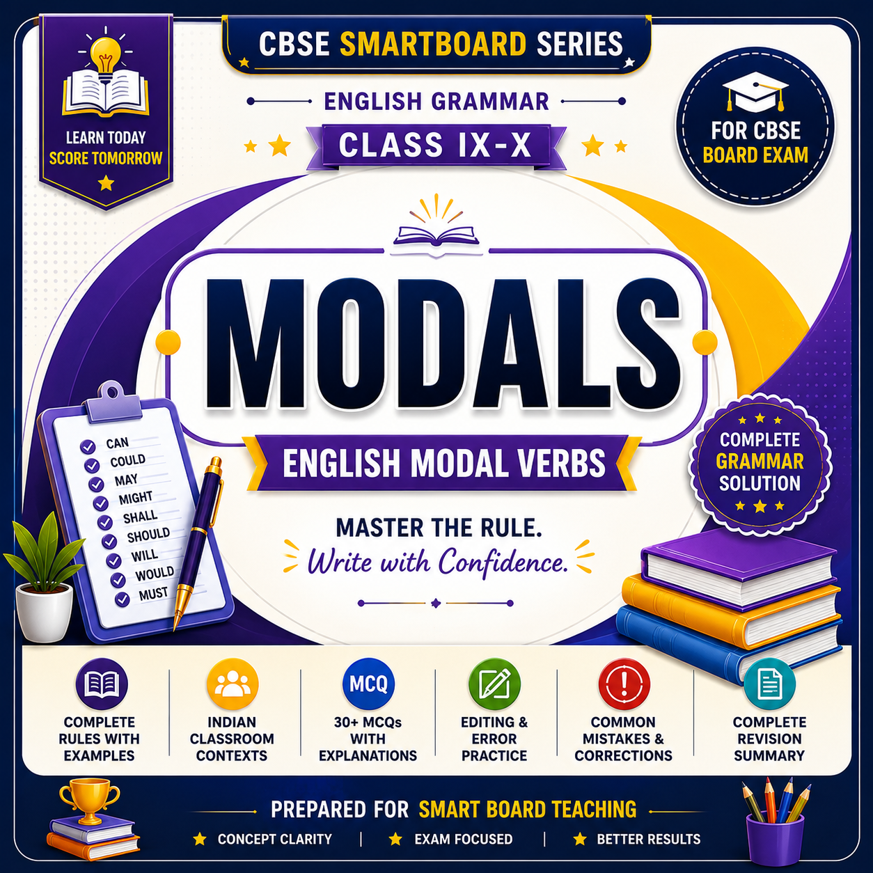 Grammar SmartBoard Series™: Modals | Interactive Teaching Slides + Student Notes | CBSE Class 9 & 10 | Ready-to-Teach TLM