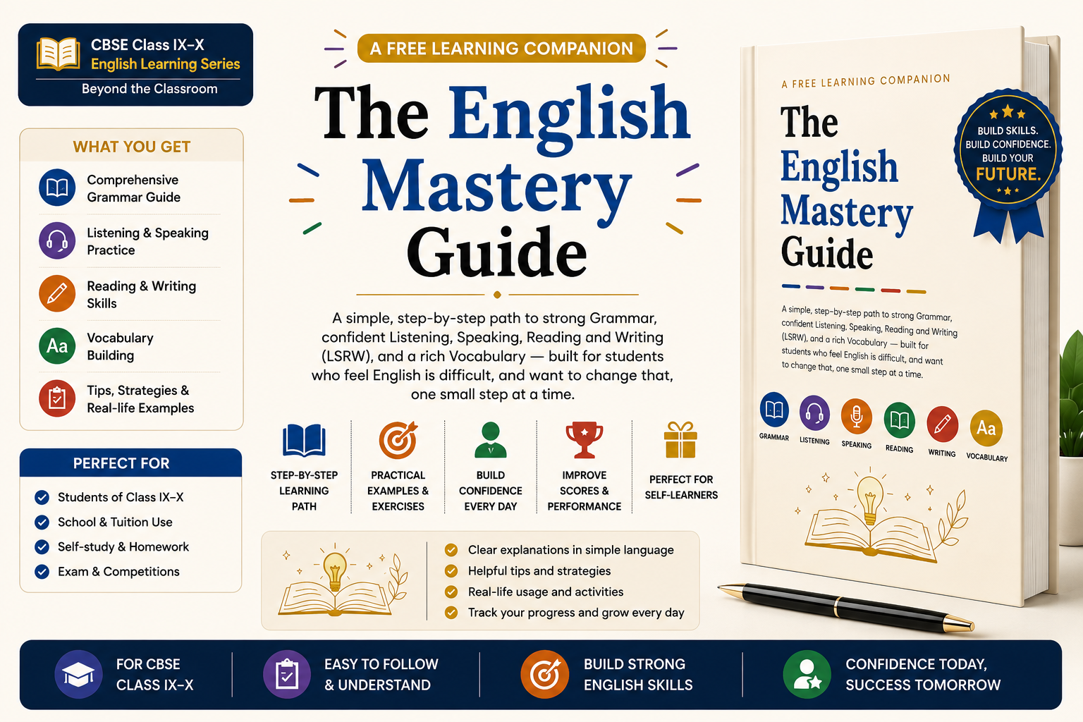 The English Mastery Guide (FREE) | Grammar, Vocabulary & LSRW Skills Companion | CBSE | PDF Learning Resource