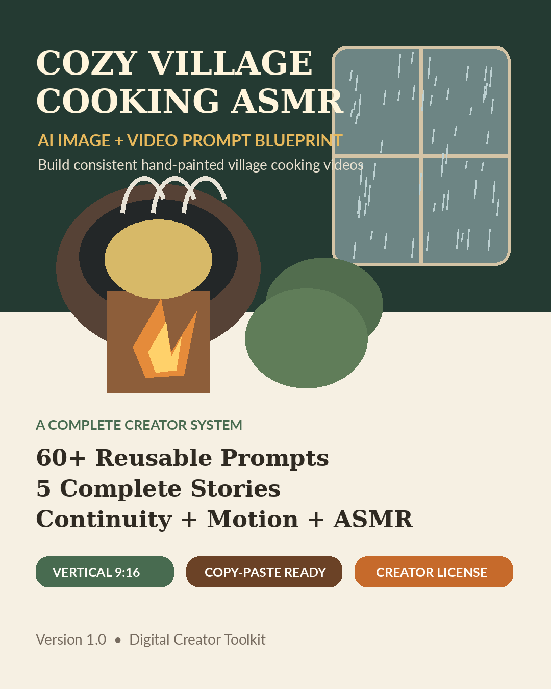 Cozy Village Cooking ASMR — AI Prompt Blueprint