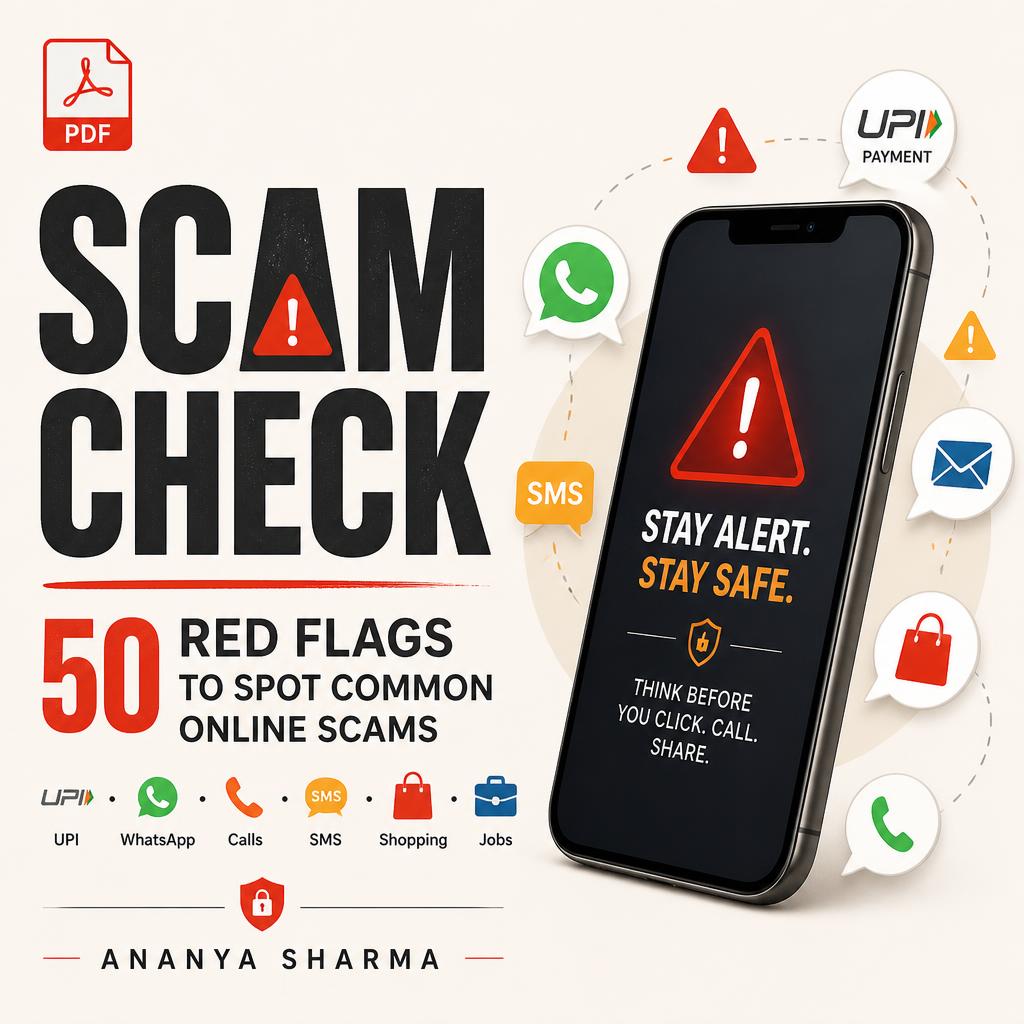 SCAM CHECK — 50 Red Flags to Spot Online Scams | UPI, WhatsApp, Calls, SMS, Shopping & Jobs